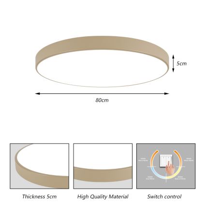 Brilagi - LED-loftlampe POOL LED/100W/230V, 3 farvetemperaturer 3000/4500/6000K, Ø 80 cm, beige