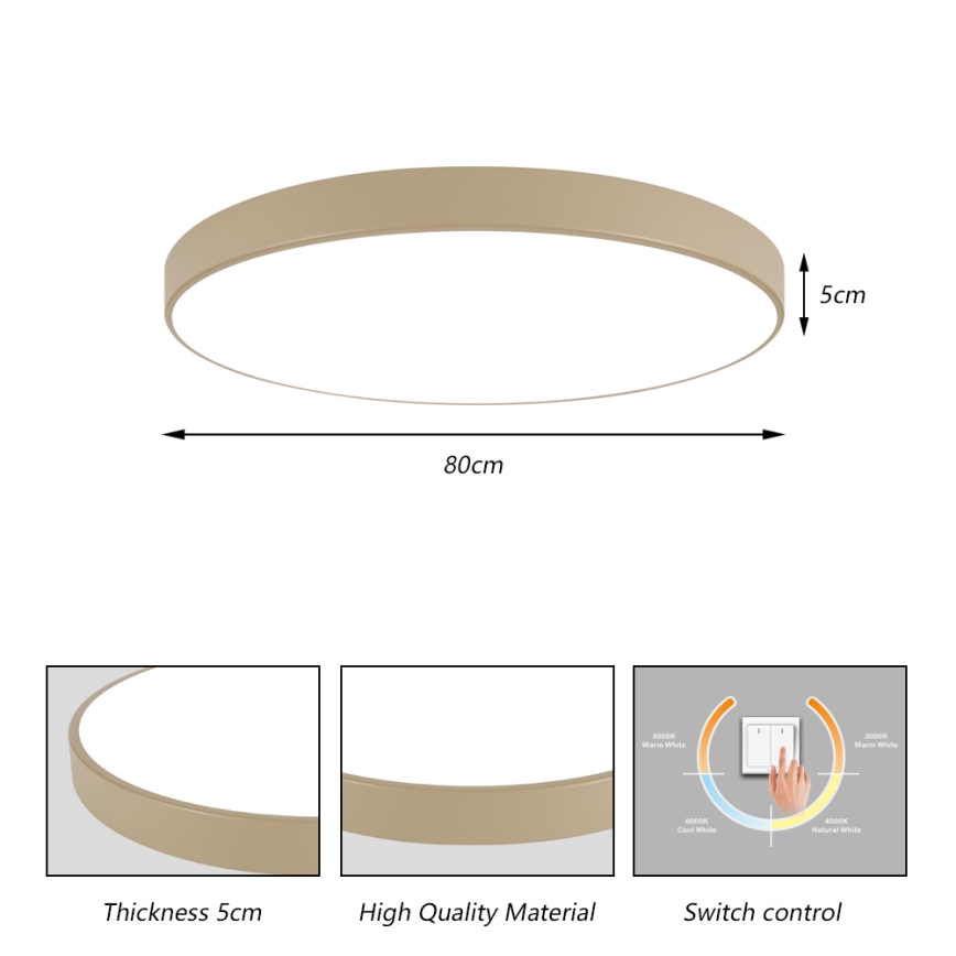 Brilagi - LED-loftlampe POOL LED/100W/230V, 3 farvetemperaturer 3000/4500/6000K, Ø 80 cm, beige