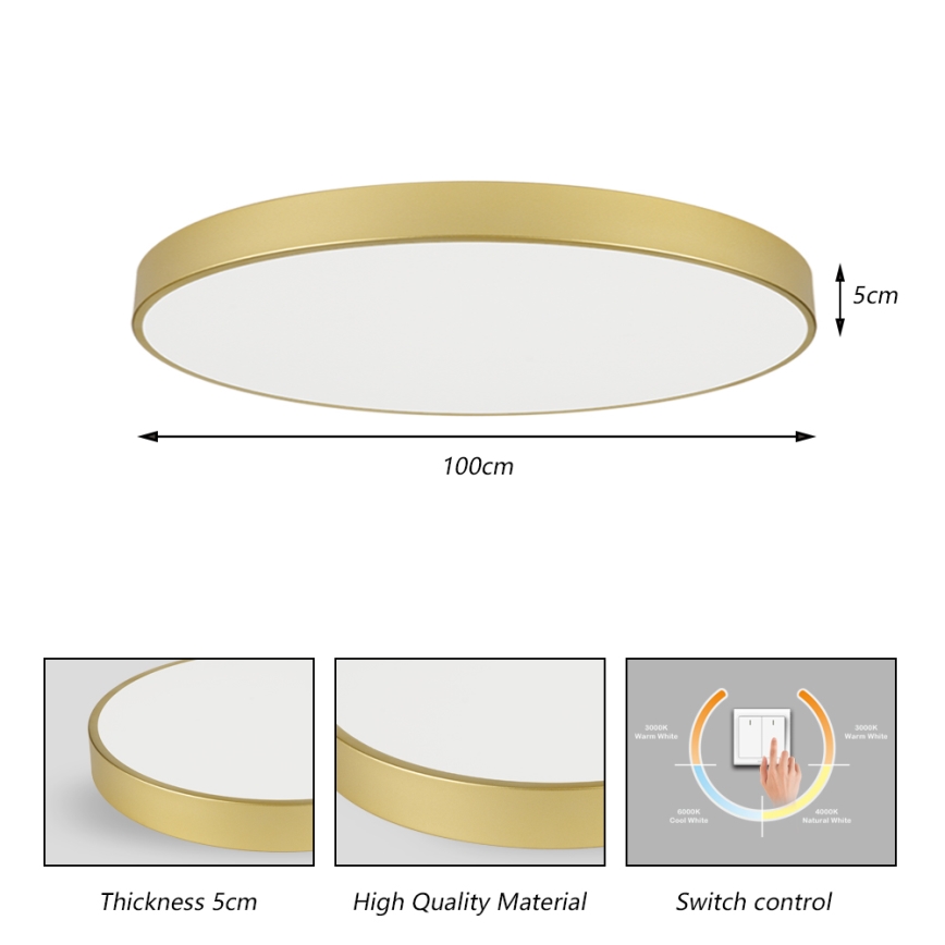 Brilagi - LED loftlampe POOL LED/128W/230V 3000/4000/6000K Ø 100 cm guldfarvet