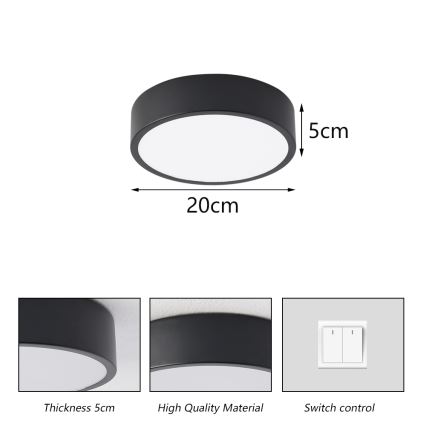 Brilagi - LED-loftlampe POOL LED/18W/230V 3000/4500/6000K Ø 20 cm sort