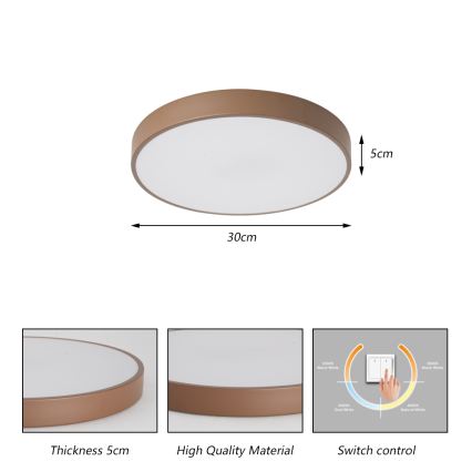 Brilagi - LED loftlampe POOL LED/36W/230V 3000/4000/6000K Ø 30 cm brun