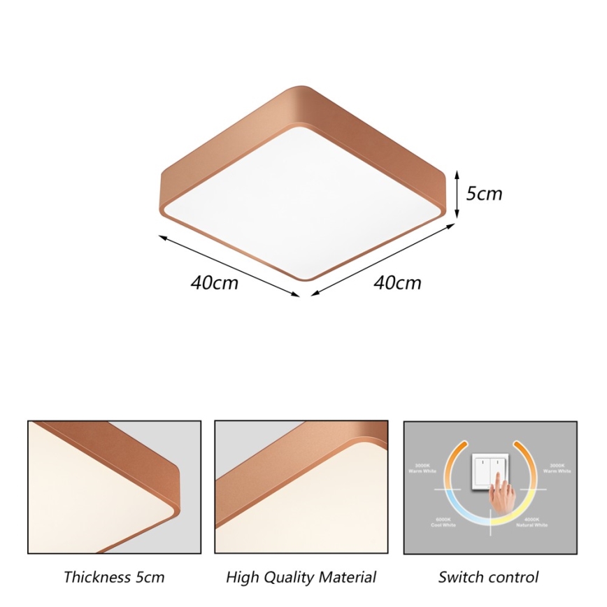 Brilagi - LED-loftlampe POOL LED/36W/230V 3000/4000/6000K 40x40 cm bronzefarvet