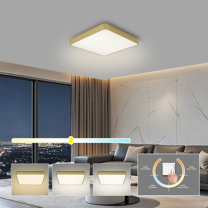 Brilagi - LED loftlampe POOL LED/36W/230V 3000/4000/6000K 40x40 cm guld