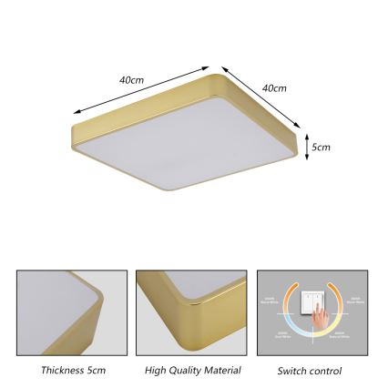 Brilagi - LED loftlampe POOL LED/36W/230V 3000/4000/6000K 40x40 cm guld