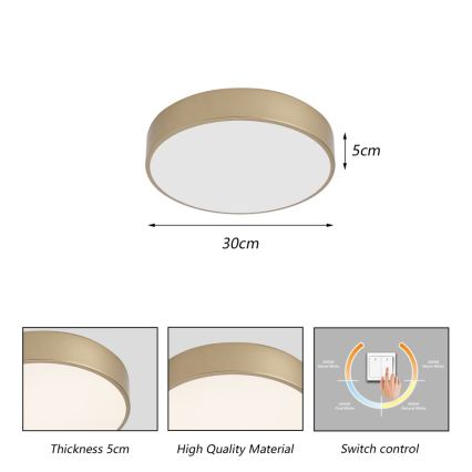 Brilagi - LED-loftlampe POOL LED/36W/230V 3000/4000/6000K Ø 30 cm guld