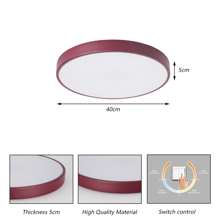 Brilagi - LED-loftlampe POOL LED/48W/230V 3000/4000/6000K Ø 40 cm bordeaux