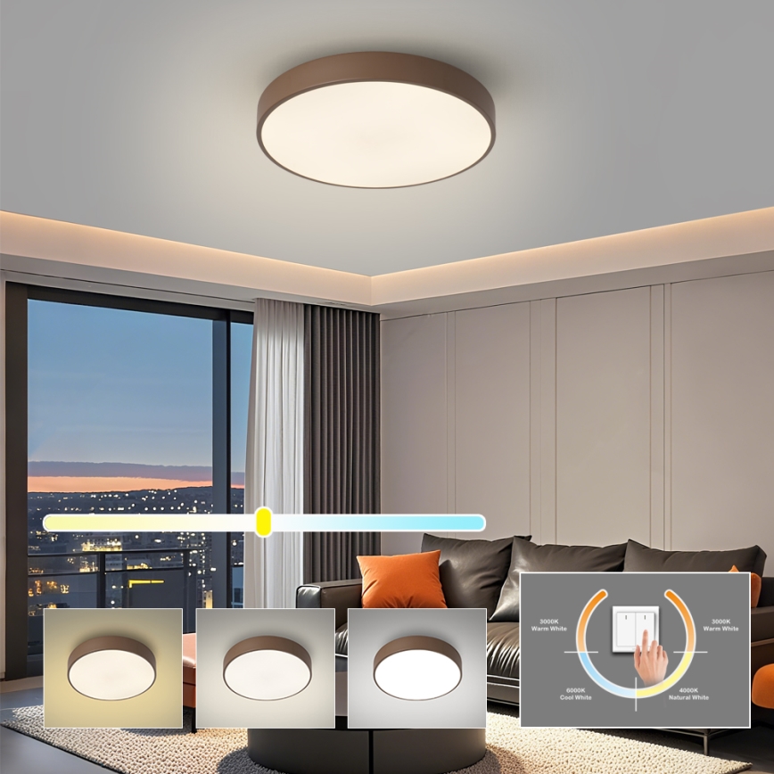 Brilagi - LED loftlampe POOL LED/48W/230V 3000/4000/6000K Ø 40 cm brun