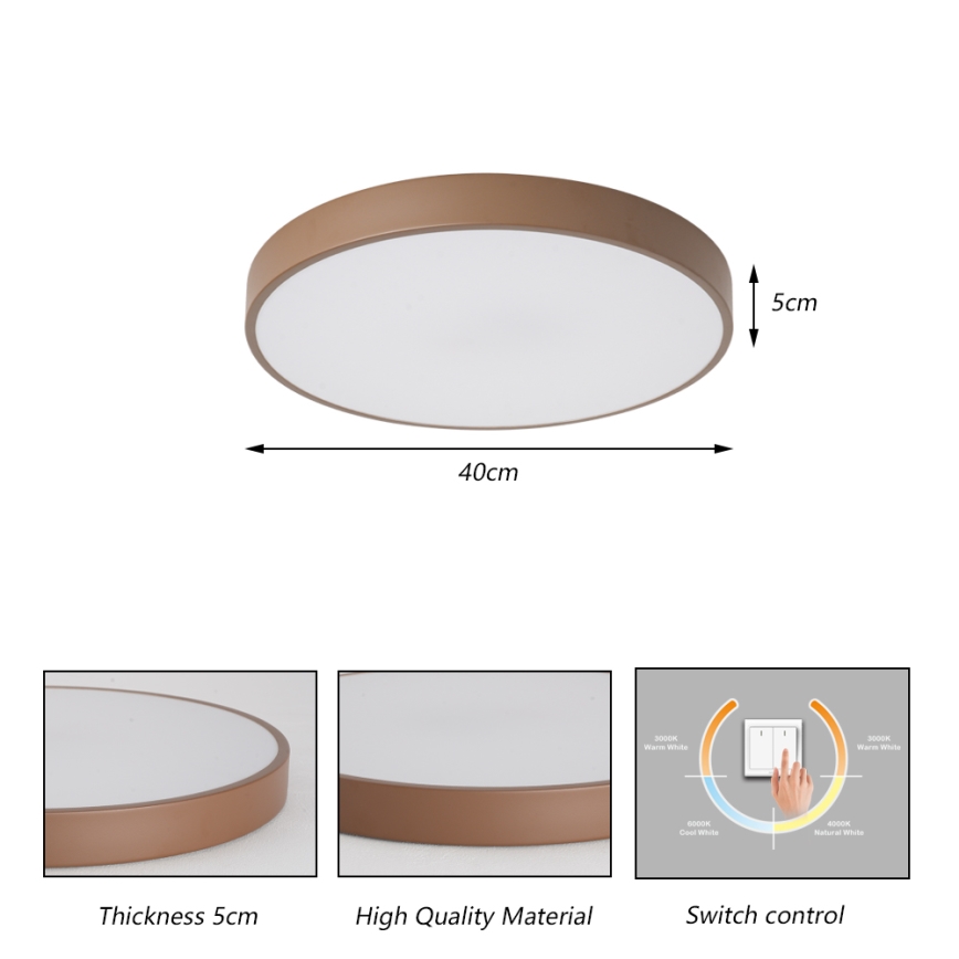 Brilagi - LED loftlampe POOL LED/48W/230V 3000/4000/6000K Ø 40 cm brun