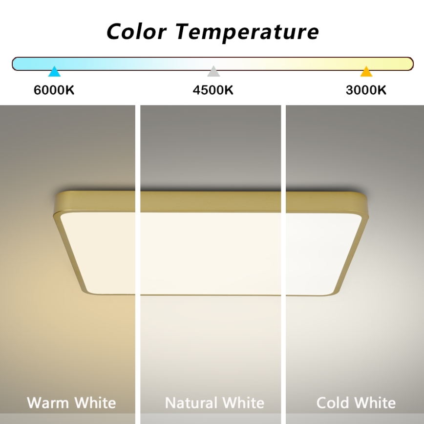 Brilagi - LED loftlampe POOL LED/48W/230V 3000/4500/6000K 50x50 cm guldfarvet