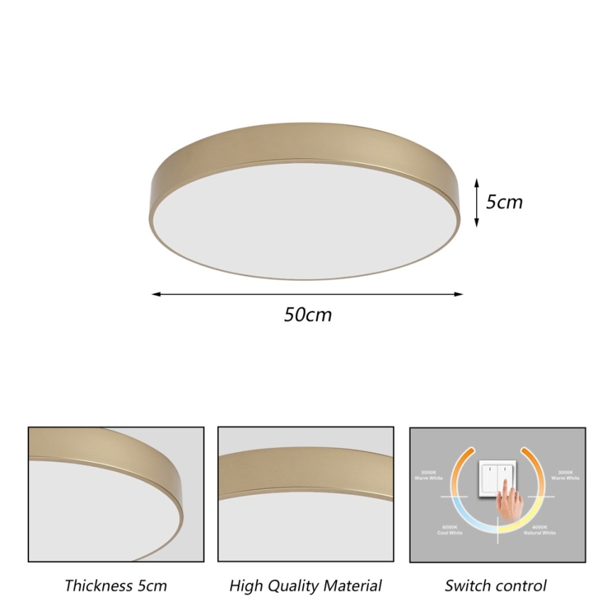 BRILAGI - LED-loftlampe POOL LED/60W/230V 3000/4000/6000K Ø 50 cm guld