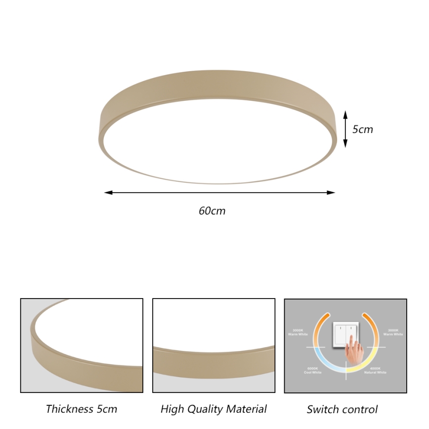 Brilagi - LED loftlampe POOL LED/60W/230V 3000/4000/6000K Ø 60 cm beige