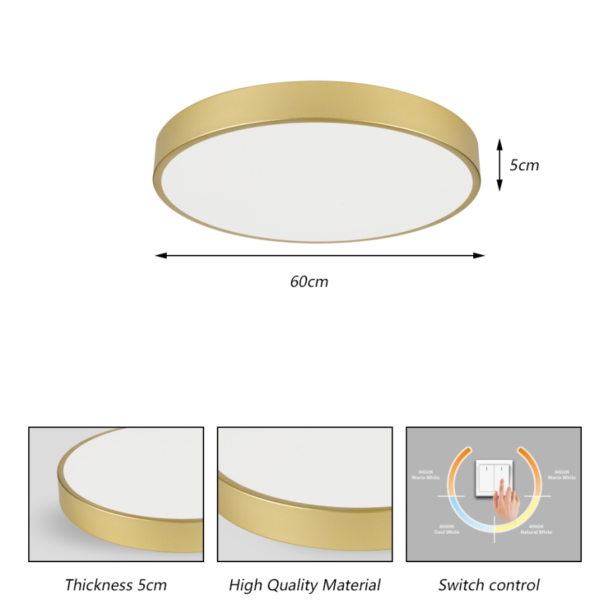Brilagi - LED loftlampe POOL LED/60W/230V 3000/4000/6000K Ø 60 cm guldfarvet