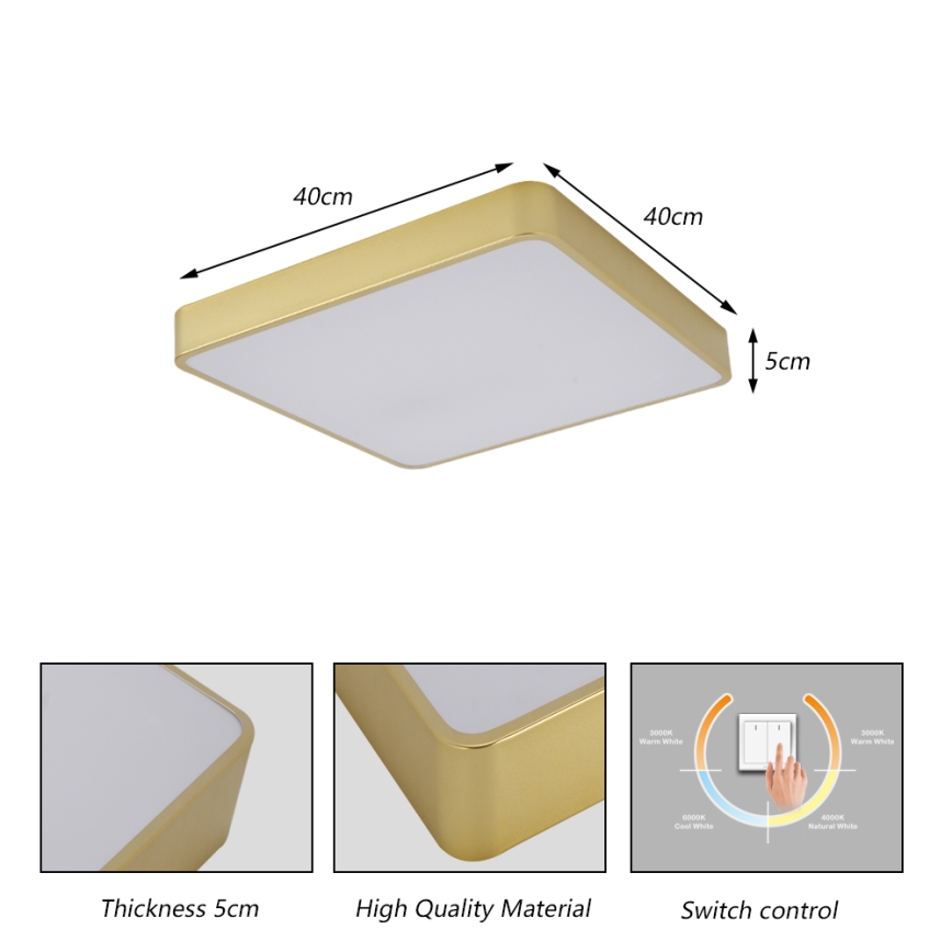 BRILAGI - LED loftlampe POOL SQUARE LED/36W/230V 3000/4000/6000K 40x40 cm guld
