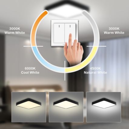 Brilagi - LED loftlampe POOL SQUARE LED/36W/230V 3000/4500/6000K 40x40 cm sort