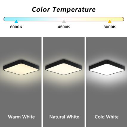 Brilagi - LED loftlampe POOL SQUARE LED/36W/230V 3000/4500/6000K 40x40 cm sort