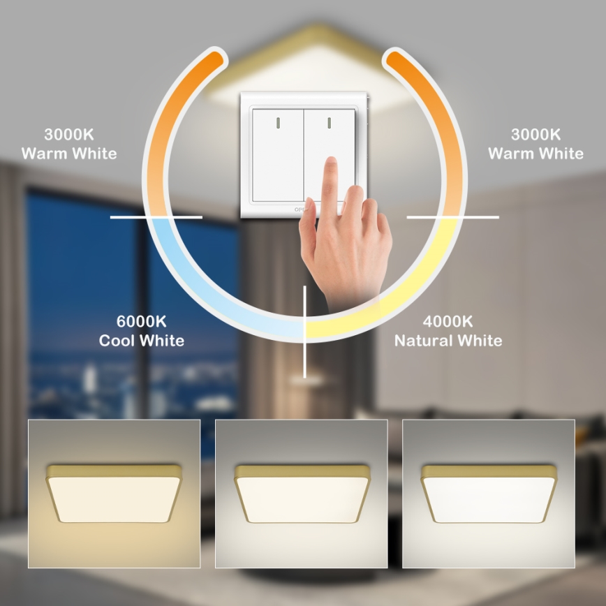 BRILAGI - LED loftlampe POOL SQUARE LED/48W/230V 3000/4000/6000K 50x50 cm guld