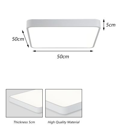 Brilagi - LED Loftlampe POOL SQUARE LED/48W/230V 3000/4500/6000K 50x50 cm hvid