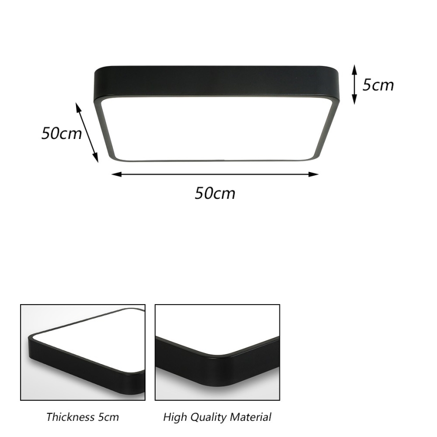 Brilagi - LED loftlampe POOL SQUARE LED/48W/230V 3000/4500/6000K 50x50 cm sort