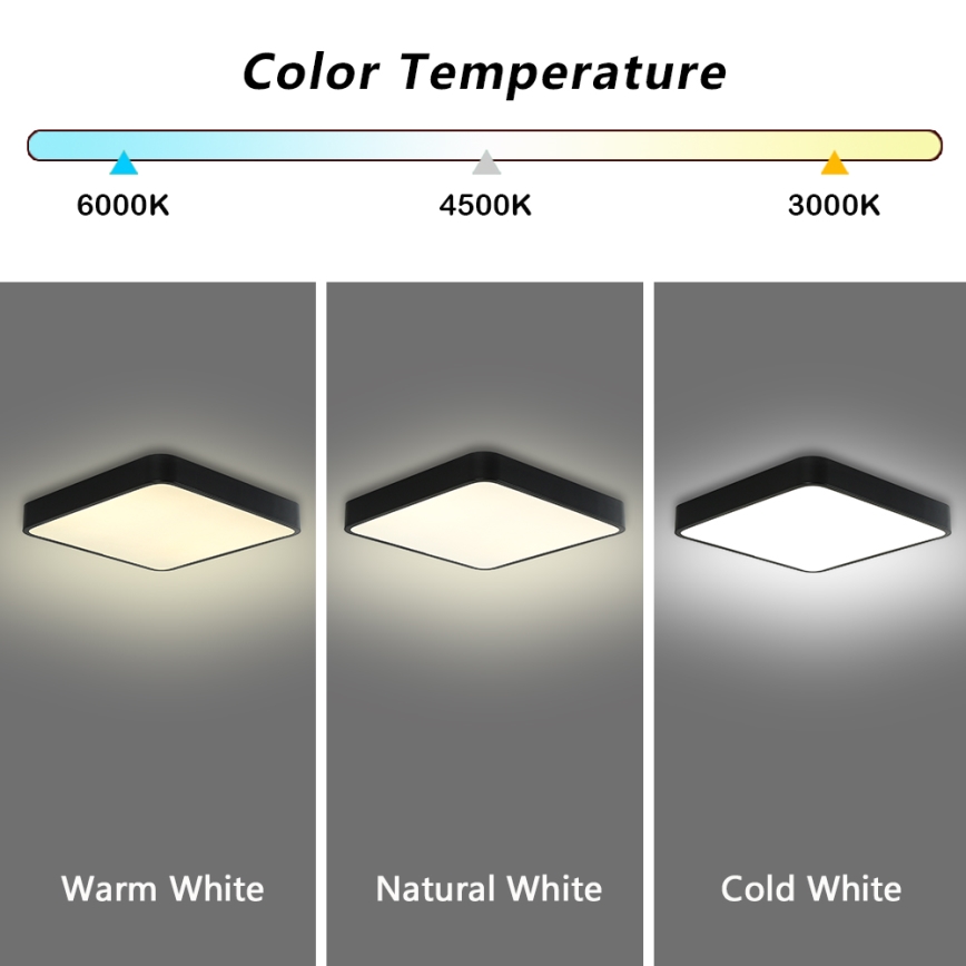 Brilagi - LED-loftlampe POOL SQUARE LED/48W/230V 3000/4500/6000K 50x50 cm sort