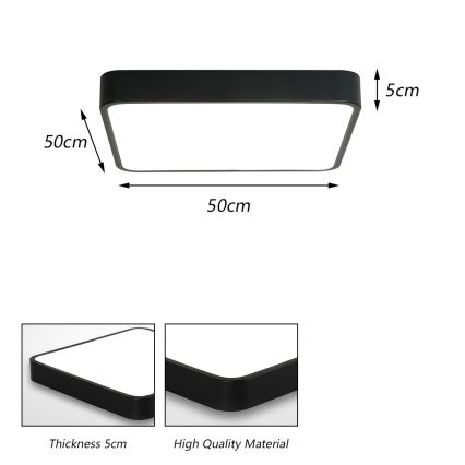 Brilagi - LED-loftlampe POOL SQUARE LED/48W/230V 3000/4500/6000K 50x50 cm sort