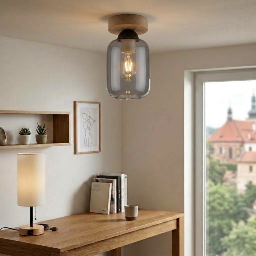 BRILAGI - LED loftlampe RETRO GLASS 1xE27/60W/230V Ø 14 cm eg/røggrå