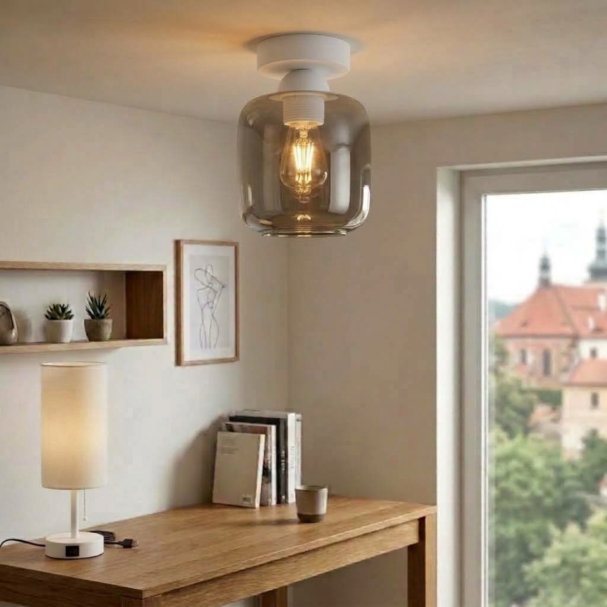 BRILAGI - LED loftlampe RETRO GLASS 1xE27/60W/230V Ø 14 cm hvid/røggrå