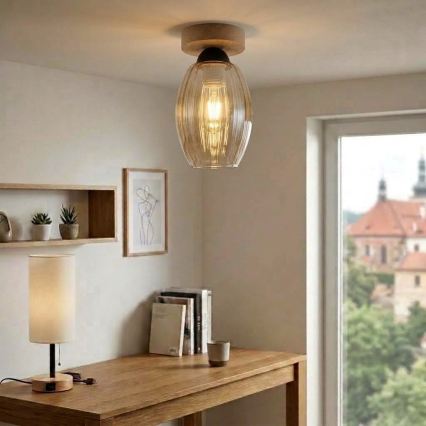 BRILAGI - LED loftlampe RETRO GLASS 1xE27/60W/230V Ø 17 cm eg/røget beige