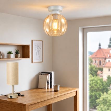 BRILAGI - LED loftlampe RETRO GLASS 1xE27/60W/230V Ø 18 cm hvid/røgfarvet beige