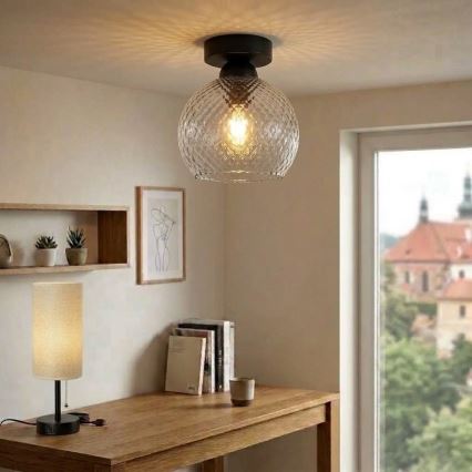 BRILAGI - LED loftlampe RETRO GLASS 1xE27/60W/230V Ø 18 cm sort/røget grå