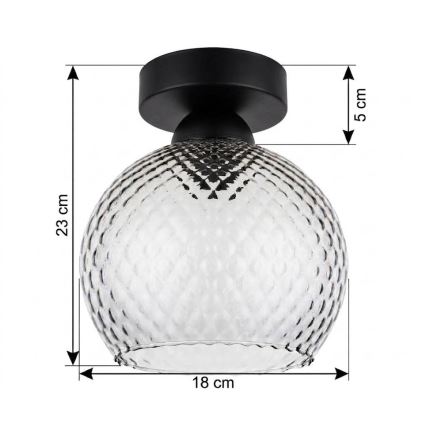 BRILAGI - LED loftlampe RETRO GLASS 1xE27/60W/230V Ø 18 cm sort/røget grå