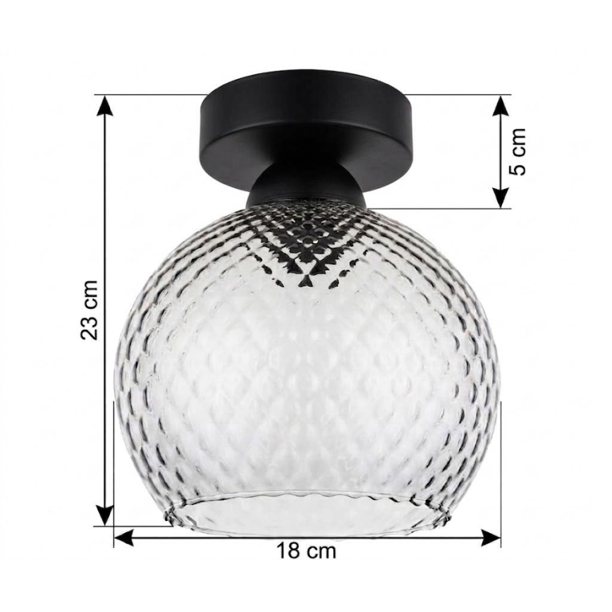 BRILAGI - LED loftlampe RETRO GLASS 1xE27/60W/230V Ø 18 cm sort/røget grå