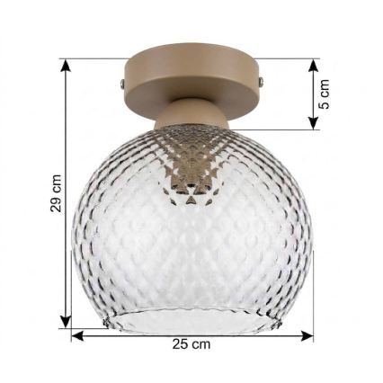 BRILAGI - LED loftlampe RETRO GLASS 1xE27/60W/230V Ø 25 cm beige/røget grå