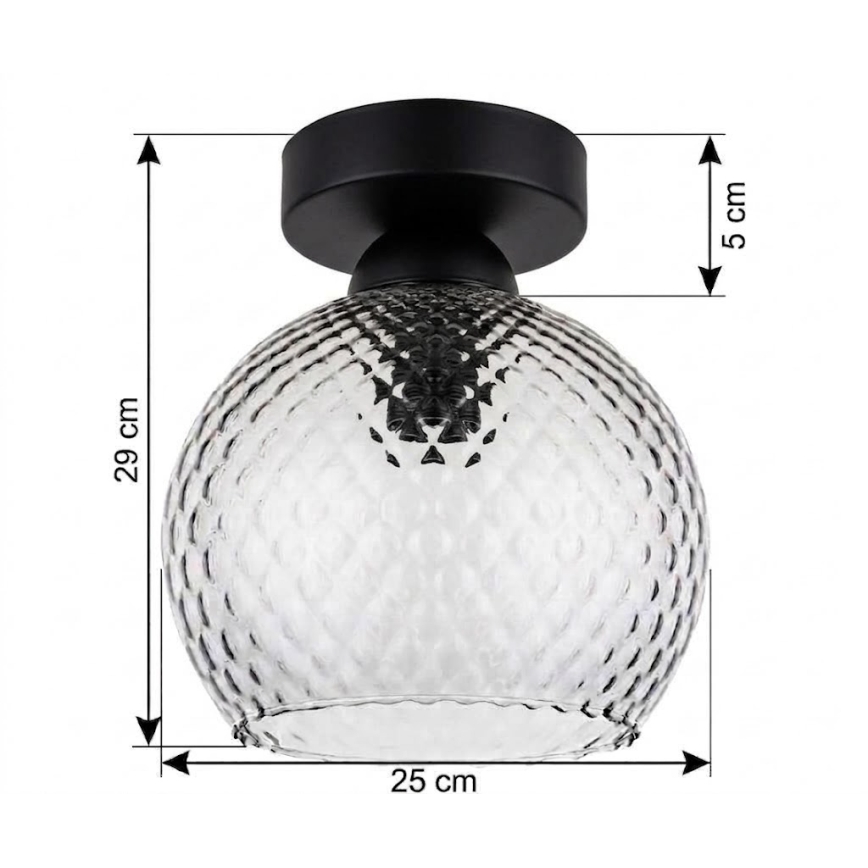 BRILAGI - LED Loftlampe RETRO GLASS 1xE27/60W/230V Ø 25 cm sort/røggrå