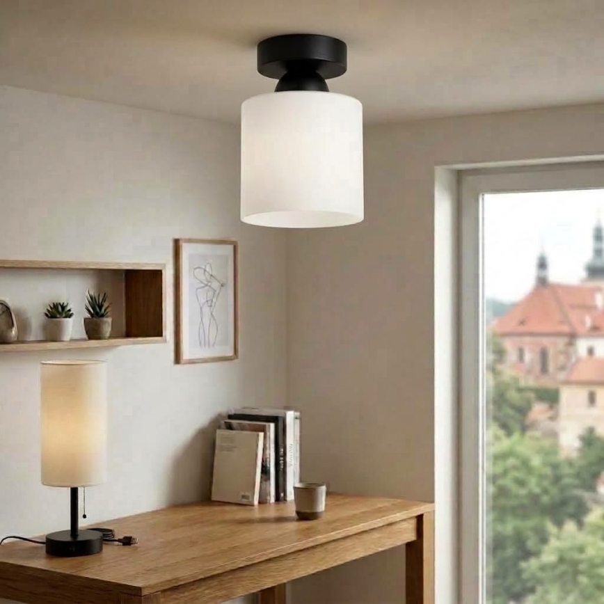 BRILAGI - LED loftlampe RETRO GLASS 1xE27/60W/230V Ø 10 cm sort/hvid