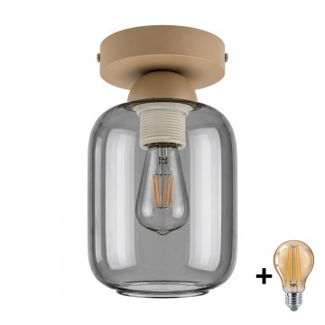 BRILAGI - LED loftlampe RETRO GLASS 1xE27/60W/230V Ø 14 cm beige/røget grå