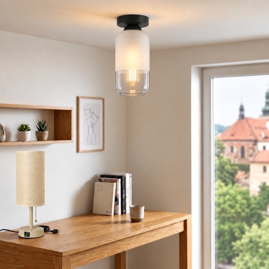 BRILAGI - LED loftlampe RETRO GLASS 1xE27/60W/230V Ø 14 cm sort/hvid