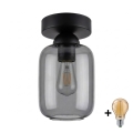 BRILAGI - LED loftlampe RETRO GLASS 1xE27/60W/230V Ø 14 cm sort/røggrå