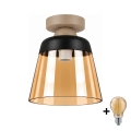 BRILAGI - LED loftlampe RETRO GLASS 1xE27/60W/230V Ø 15,5 cm beige/røget beige