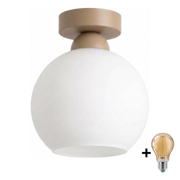 BRILAGI - LED loftlampe RETRO GLASS 1xE27/60W/230V Ø 15 cm beige/hvid