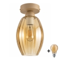 BRILAGI - LED loftlampe RETRO GLASS 1xE27/60W/230V Ø 17 cm beige/røget beige