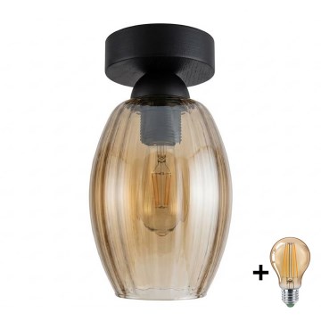 BRILAGI - LED loftlampe RETRO GLASS 1xE27/60W/230V Ø 17 cm sort/røgfarvet beige