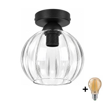BRILAGI - LED loftlampe RETRO GLASS 1xE27/60W/230V Ø 18 cm sort/klar