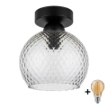 BRILAGI - LED loftlampe RETRO GLASS 1xE27/60W/230V Ø 18 cm sort/røget grå