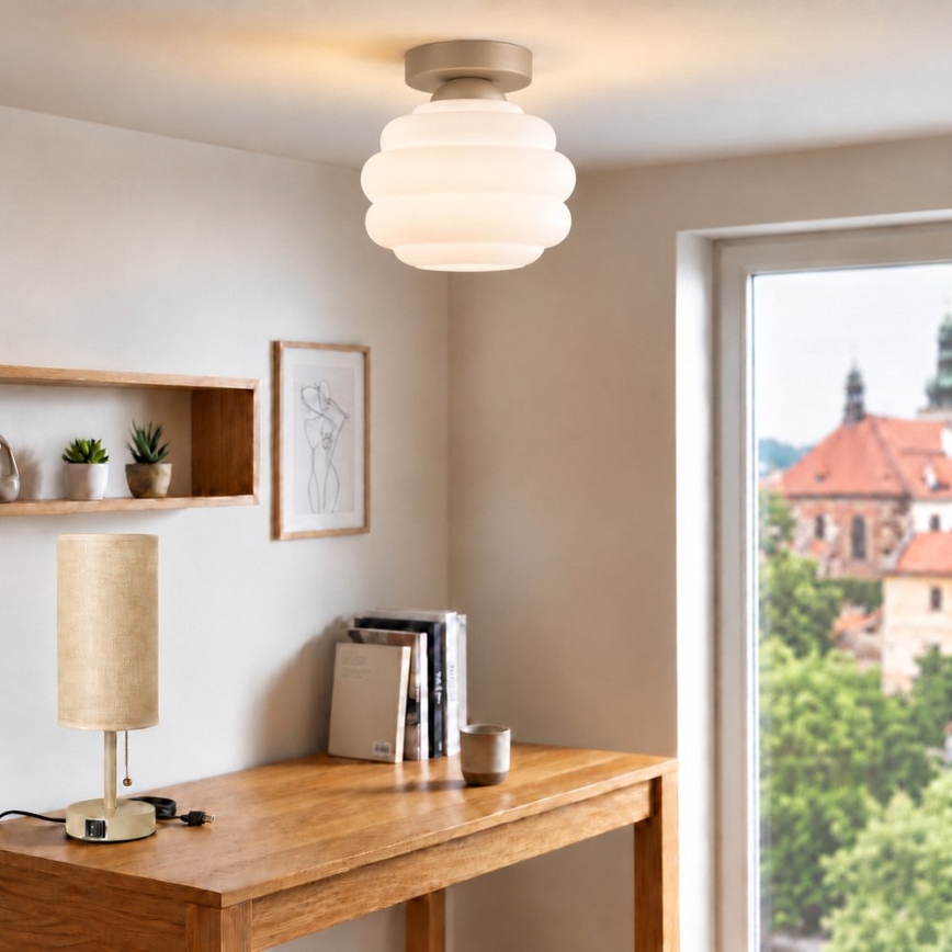 BRILAGI - LED loftlampe RETRO GLASS 1xE27/60W/230V Ø 20 cm beige/hvid