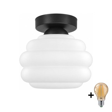 BRILAGI - LED loftlampe RETRO GLASS 1xE27/60W/230V Ø 20 cm sort/hvid