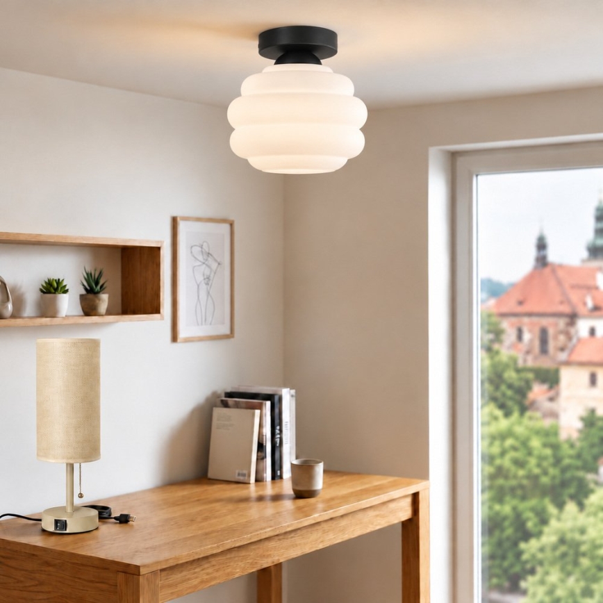 BRILAGI - LED loftlampe RETRO GLASS 1xE27/60W/230V Ø 20 cm sort/hvid