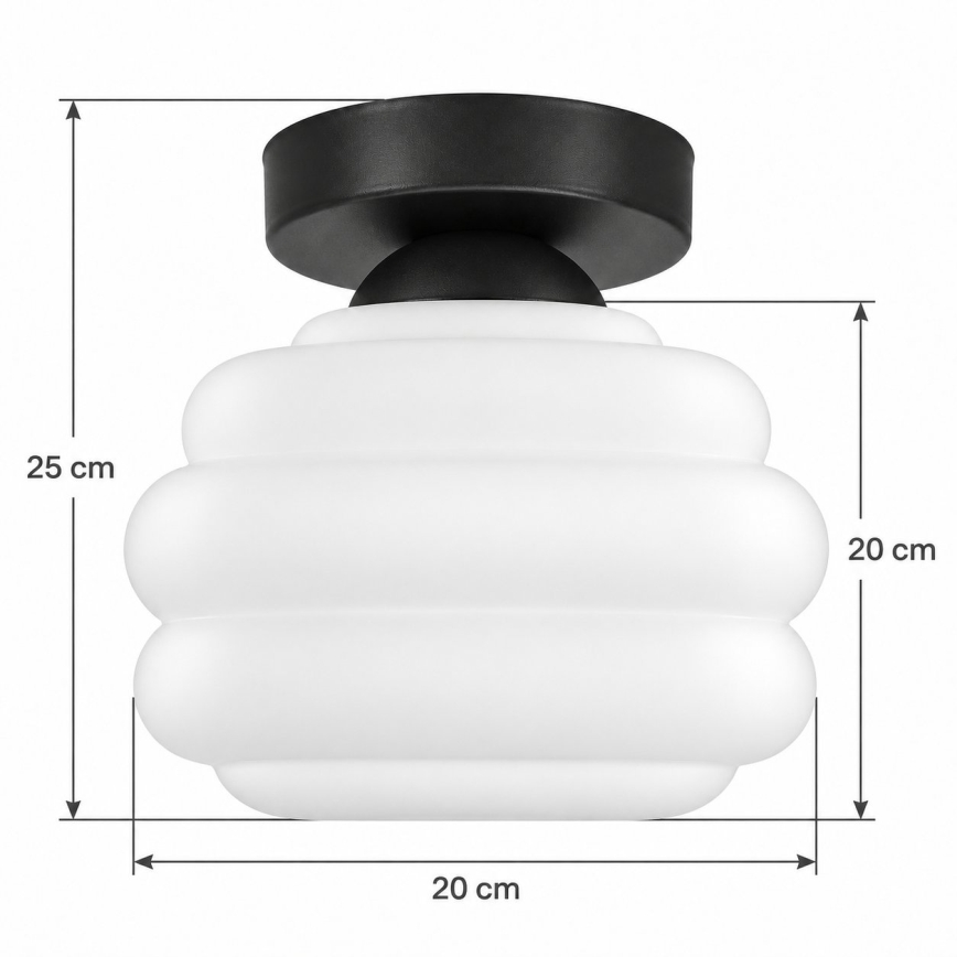 BRILAGI - LED loftlampe RETRO GLASS 1xE27/60W/230V Ø 20 cm sort/hvid