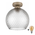 BRILAGI - LED loftlampe RETRO GLASS 1xE27/60W/230V Ø 25 cm beige/røget grå