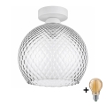 BRILAGI - LED loftlampe RETRO GLASS 1xE27/60W/230V Ø 25 cm hvid/røget grå