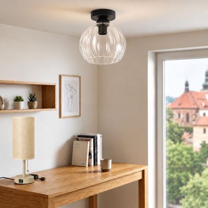 BRILAGI - LED loftlampe RETRO GLASS 1xE27/60W/230V Ø 25 cm sort/klar